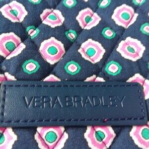 Vera Bradley Lucky Dots Large Ruffle Cosmetic Case Bag Retired Rare Navy